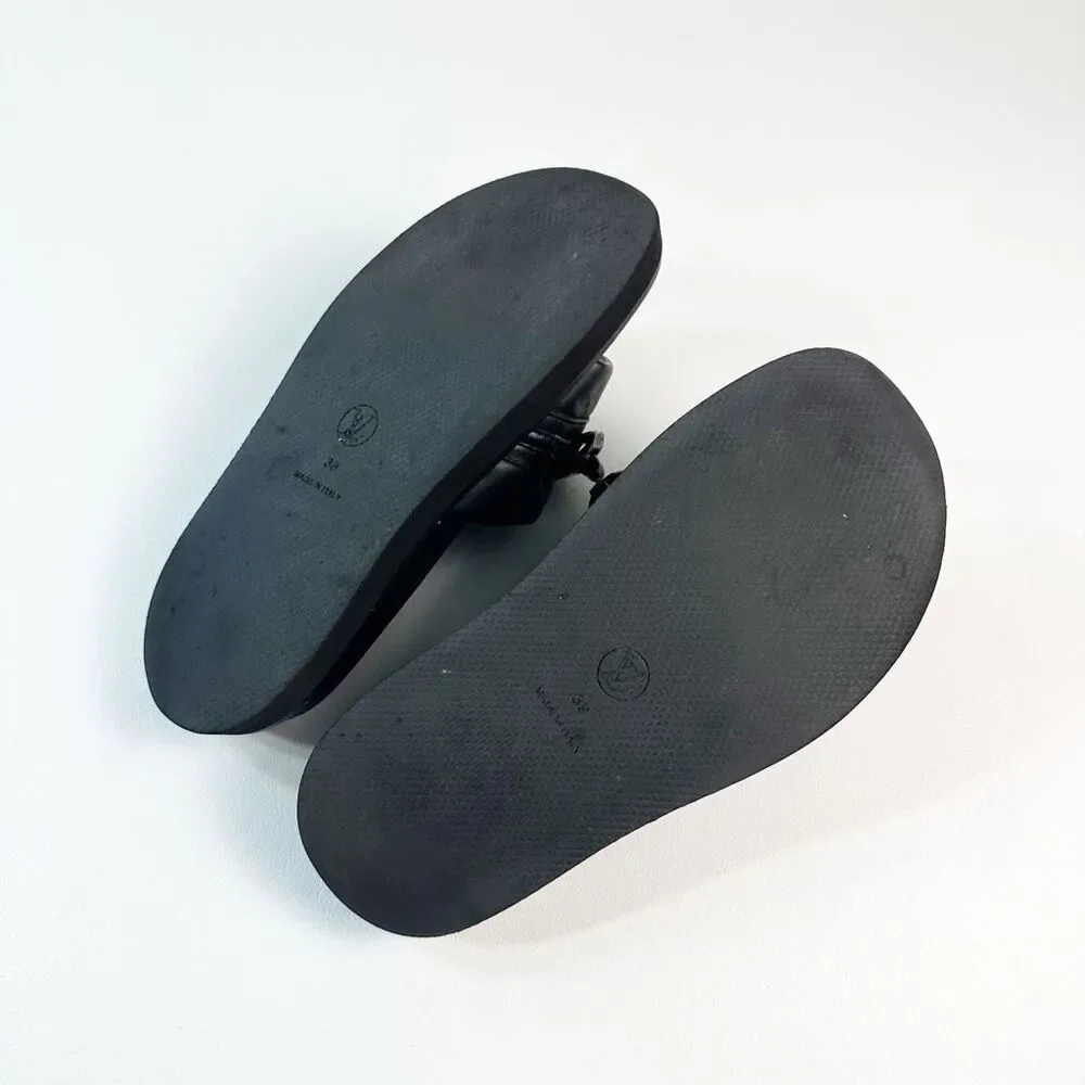 LOUIS VUITTON Sunset Flat Comfort Mule Slide Sandal Size 39 Black Monogram